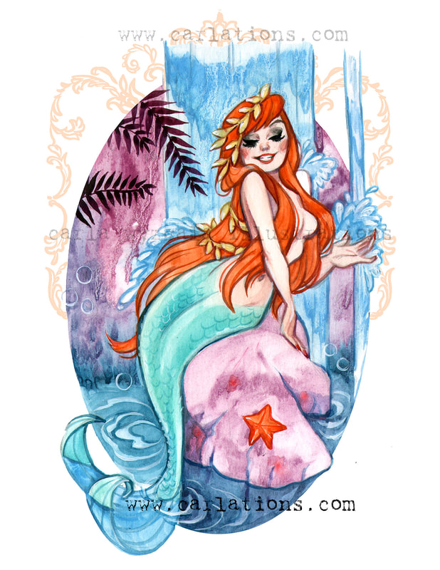 Mermaid Lagoon waterfall neverland disney pin-up cosplay watercolor artist
Harp